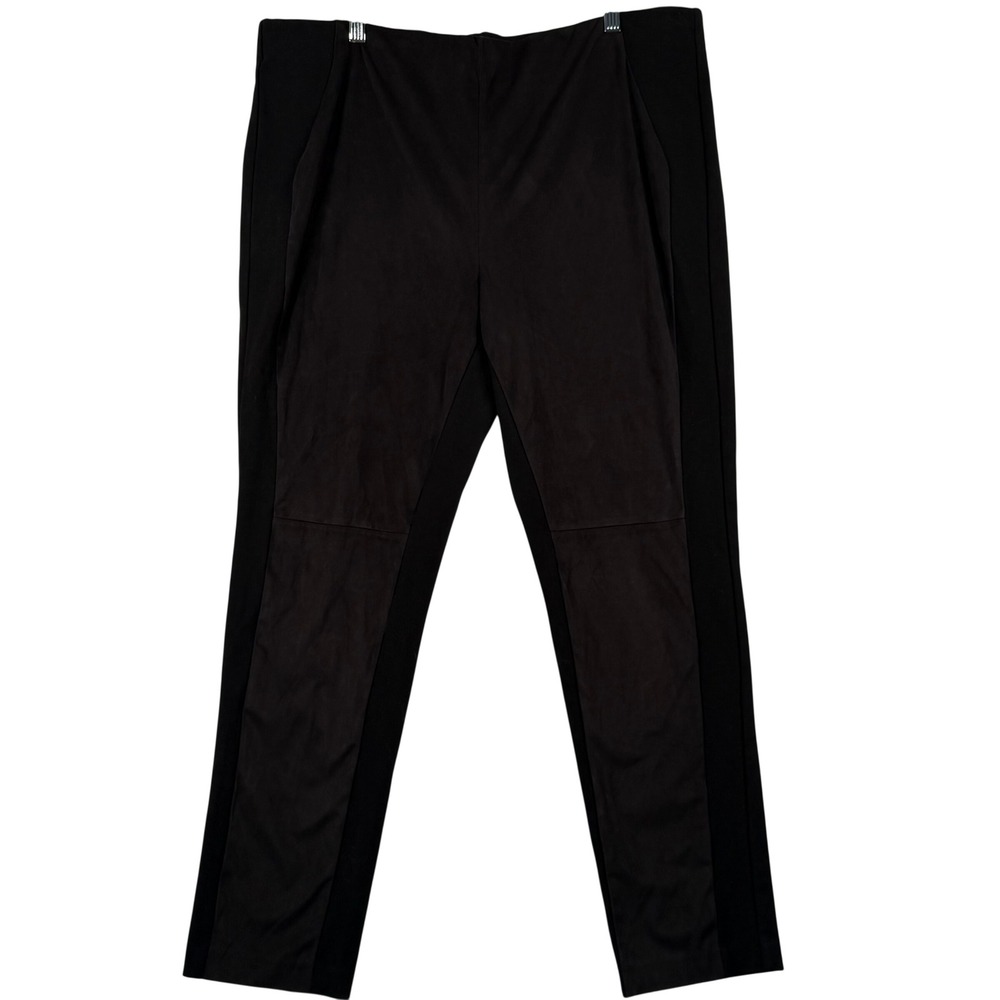 Kelly by Clinton Kelly 1X Pull On Ponte Legging Pant Faux Suede Mixed Media Moto